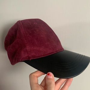 Faux leather billed hat